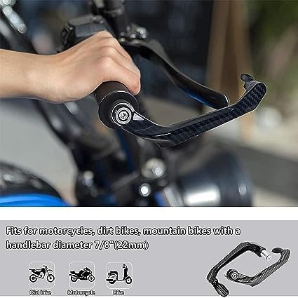 ELTRON TURBO Universal 7/8in 22mm CNC Aluminum Handlebar Brake Clutch Lever Hand Guard Protector for Motorcycle, Motorbike, Grey, Coated