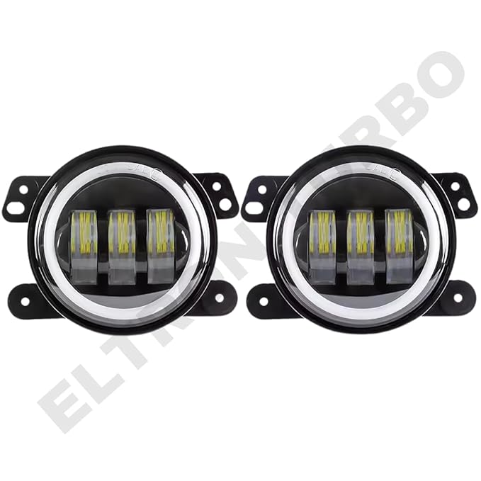 ELTRON TURBO 4 inch led round fog light high brightness adjustable fog light waterproof yellow and white drl light 200w each -12-24v high beam fit for cars