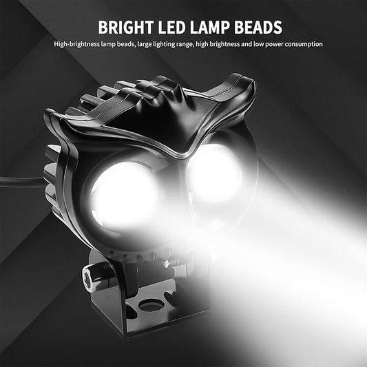 ELTRON TURBO 3 Month Warranty Owl Shape Imported Fog LED Light 12V-24V 55W Dc, Aluminium Material Yellow And White Beam Off-Roading Universal For All Motorcycle, Scooty, Car