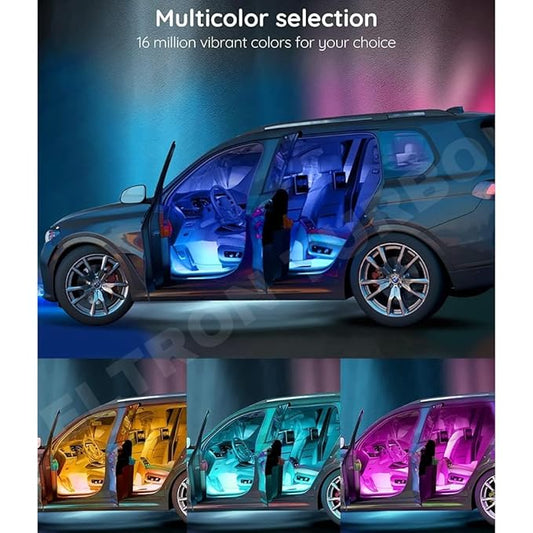 ELTRON TURBO Car Atmosphere LED Lights 48 LED 12Volts DC Power Multicolor Car Interior Music Sync Interior Ambient Lighting for Footwell Dashboard Doors Universal for All Cars