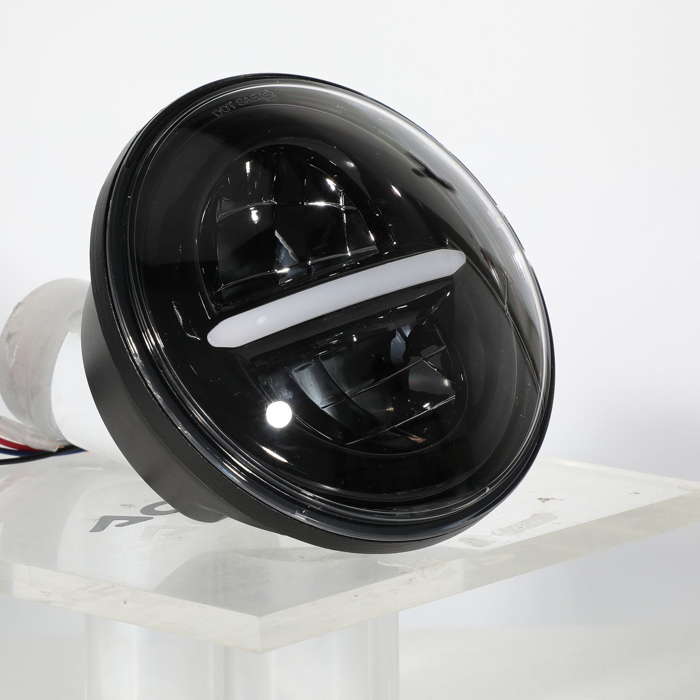 ELTRON TURBO Warranty Imported DC Power Minus DRL 7 Inchs Headlight Front LED Headlight Bulb White and Yellow, Angel Eye Lamp Compatible for All Bullet & Thar Models, Hi And Low Beam Amber (Pack Of 1)