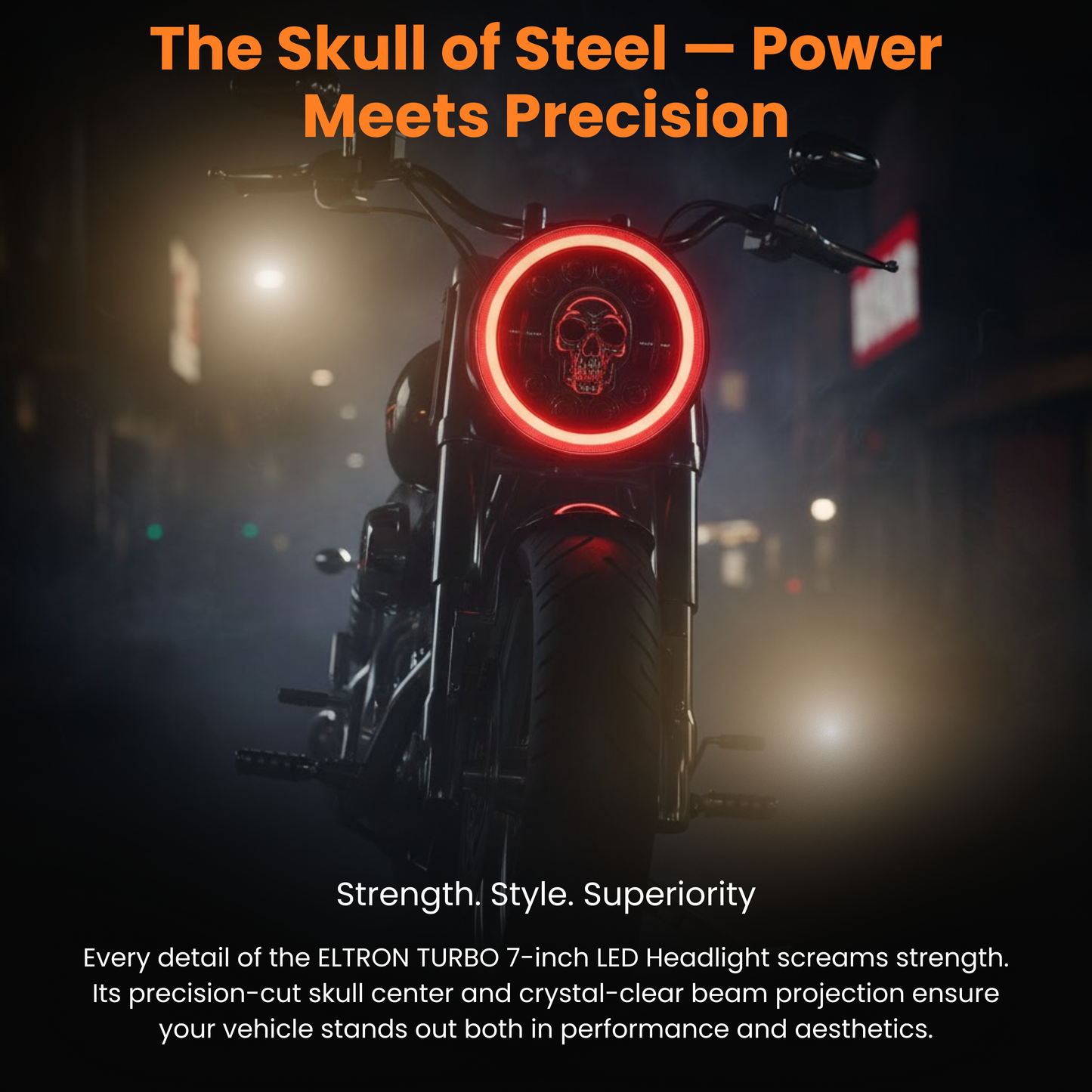 Eltron Turbo Skull Design LED DRL Headlight High Brightness Yellow+White Drl