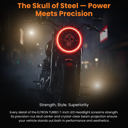 Eltron Turbo Skull Design LED DRL Headlight High Brightness Yellow+White Drl