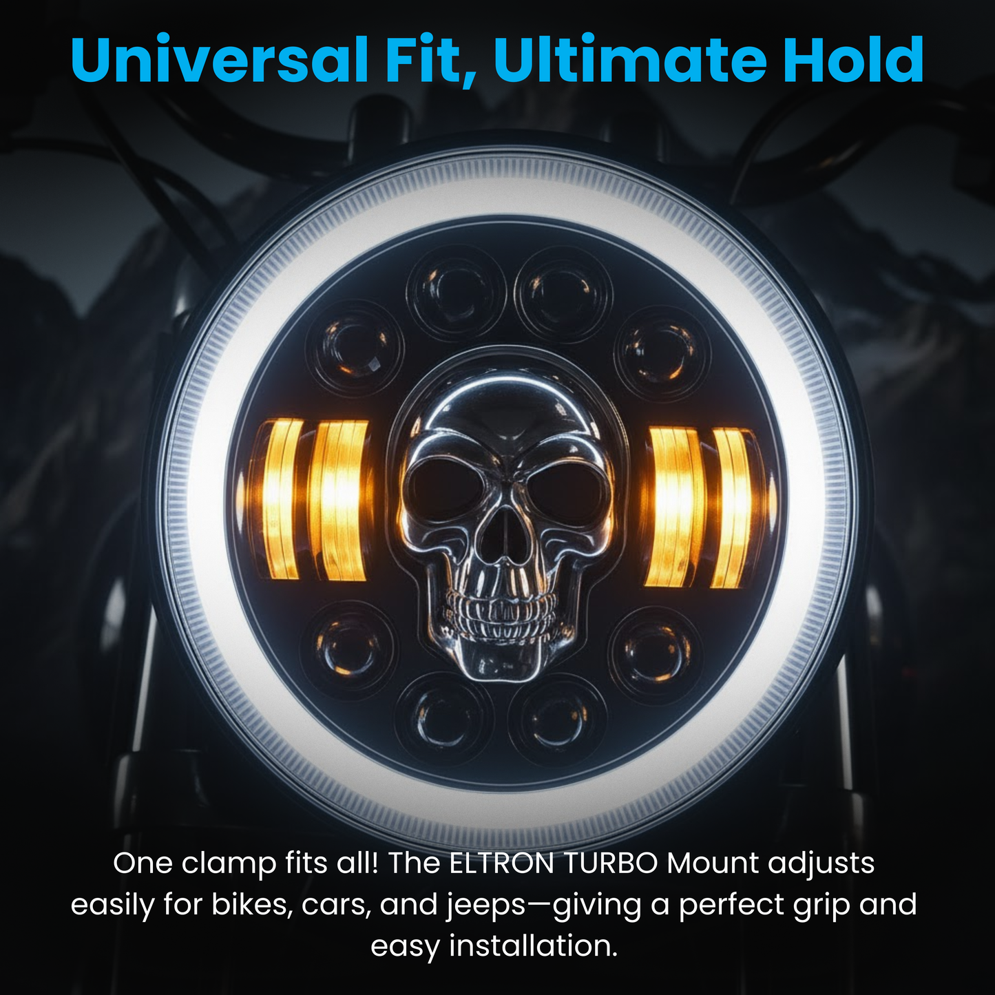 Eltron Turbo Skull Design LED DRL Headlight High Brightness Yellow+White Drl