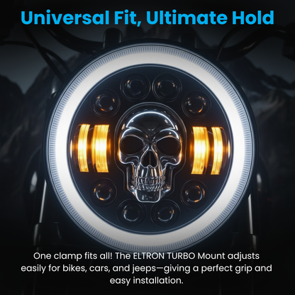 Eltron Turbo Skull Design LED DRL Headlight High Brightness Yellow+White Drl