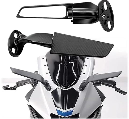 Eltron Turbo ELT45 Imported Original Wind Wing Rearview Stealth Aerodynamic Mirrors Fully Faired Bikes, Motorcyles Ninja 250 300 400 GSX250R 360, R15 V4M, R15 V4, R15 V3, Adjustable