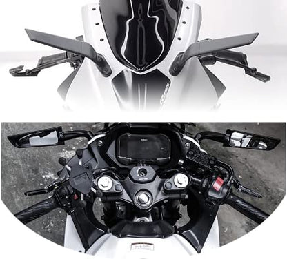 Eltron Turbo ELT45 Imported Original Wind Wing Rearview Stealth Aerodynamic Mirrors Fully Faired Bikes, Motorcyles Ninja 250 300 400 GSX250R 360, R15 V4M, R15 V4, R15 V3, Adjustable