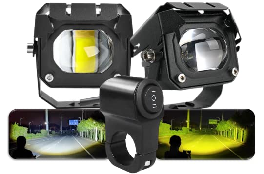 ELTRON TURBO Imported 160W Single Lens Fog Light (Yellow + White) DC 12V–24V | Universal Fit | Pack of 2 with Switch | 1 Year Warranty
