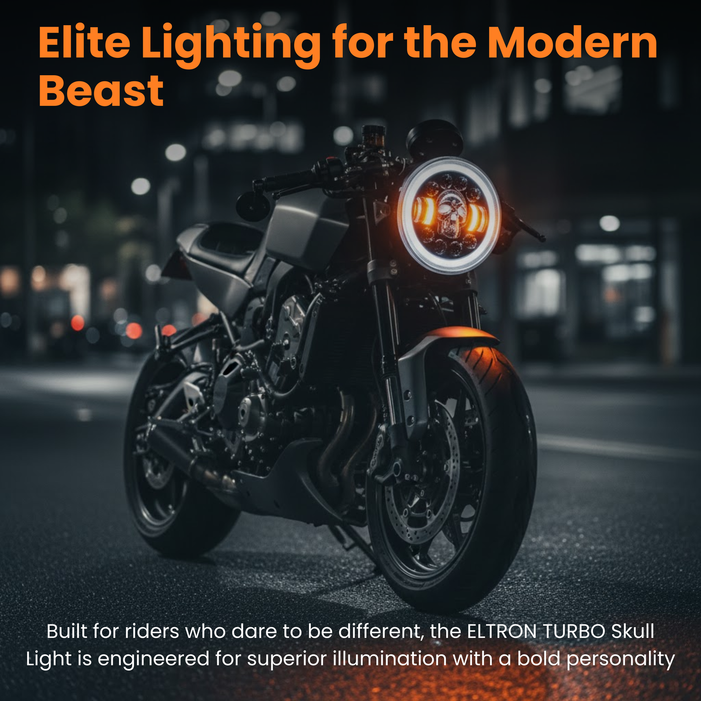 Eltron Turbo Skull Design LED DRL Headlight High Brightness Yellow+White Drl