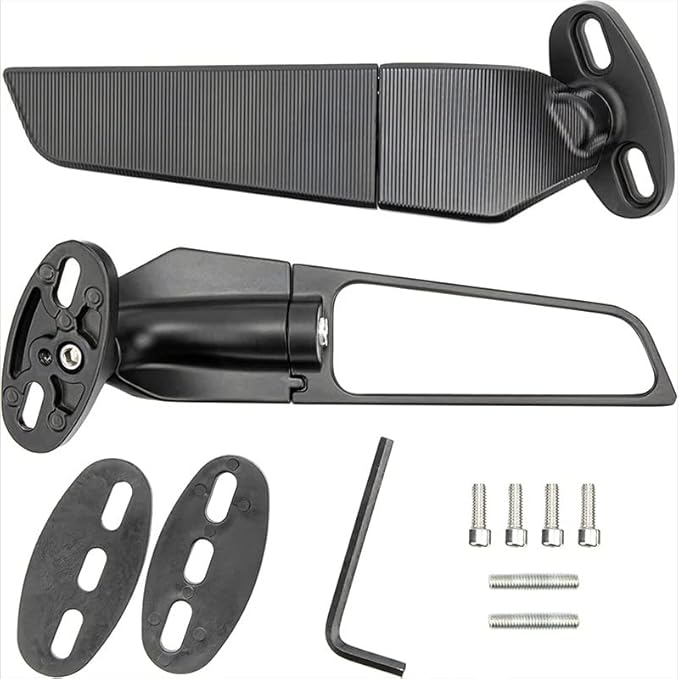 Eltron Turbo ELT45 Imported Original Wind Wing Rearview Stealth Aerodynamic Mirrors Fully Faired Bikes, Motorcyles Ninja 250 300 400 GSX250R 360, R15 V4M, R15 V4, R15 V3, Adjustable