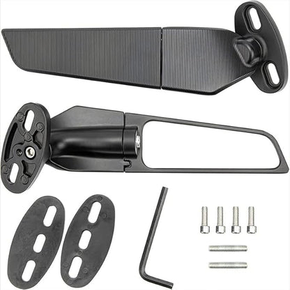 Eltron Turbo ELT45 Imported Original Wind Wing Rearview Stealth Aerodynamic Mirrors Fully Faired Bikes, Motorcyles Ninja 250 300 400 GSX250R 360, R15 V4M, R15 V4, R15 V3, Adjustable