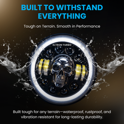 Eltron Turbo Skull Design LED DRL Headlight High Brightness Yellow+White Drl