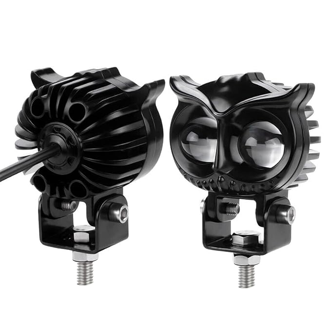 ELTRON TURBO 3 Month Warranty Owl Shape Imported Fog LED Light 12V-24V 55W Dc, Aluminium Material Yellow And White Beam Off-Roading Universal For All Motorcycle, Scooty, Car