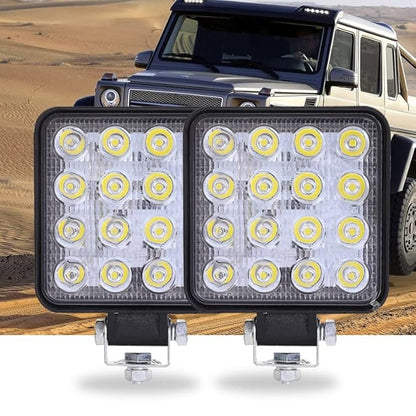 ELTRON TURBO Original Waterproof 16 LED 48W 12V DC Square Focus Beam Light | Fog Light Waterproof Pod Driving Spot Head Lamp