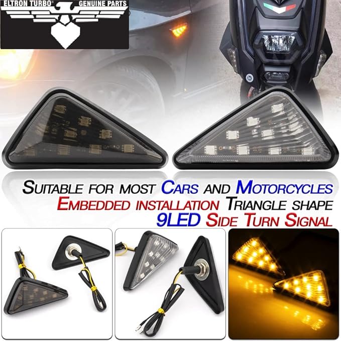 ELTRON TURBO Imported Super Quality Yellow Flush Mount Smoked 9 LED Turn Signal Light Bike Indicator Lights Motorcycle, 12V DC Motorcycle Indicators For CBR 150 250, YZF R15 V3 V2