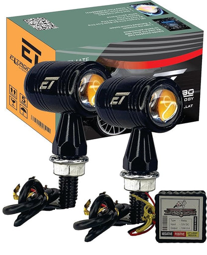 ELTRON TURBO Original Bullet Shape Turn Signal Lights Indicator + 21 Modes Flasher motorcycle Universal for All Bikes Models Turn Signal Lights Motorcycle