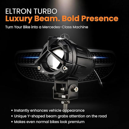 ELTRON TURBO Imported 1 Year Warranty Y Shape Mercedes Style Beam DC Power 12V-24Volts 140Watts LED Fog Light Universal For All Motorcycles, Bikes, Cars Waterproof White & Yellow