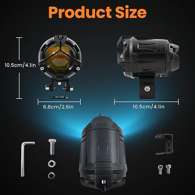 ELTRON TURBO Imported 1 Year Warranty Y Shape Mercedes Style Beam DC Power 12V-24Volts 140Watts LED Fog Light Universal For All Motorcycles, Bikes, Cars Waterproof White & Yellow