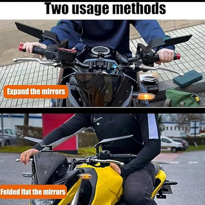 ELTRON TURBO Imported Stealth Original Aerodynamic Rearview Wind Wing Aluminium 180° Rotating Adjustable Mirrors for Motorcycle,Bikes,Scooties Universal (York Nut Fitting 8mm, 10mm, Left & Right Pair)