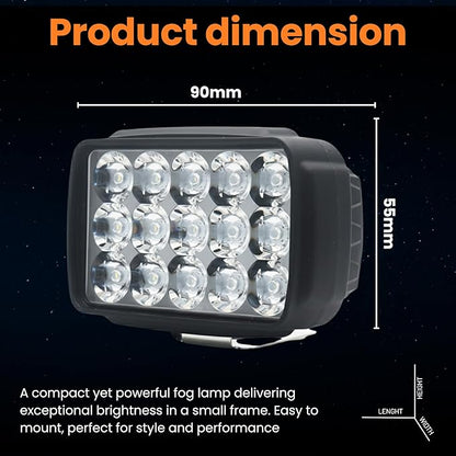 ELTRON TURBO ELT545I 15 LED Fog Light 12V DC Power, Fog Head Lamp Waterproof, Bar Light Off-Roading Universal For All Bikes, Motorcycle, Scooty (Pack of 4, Free On/Off Switch, White)