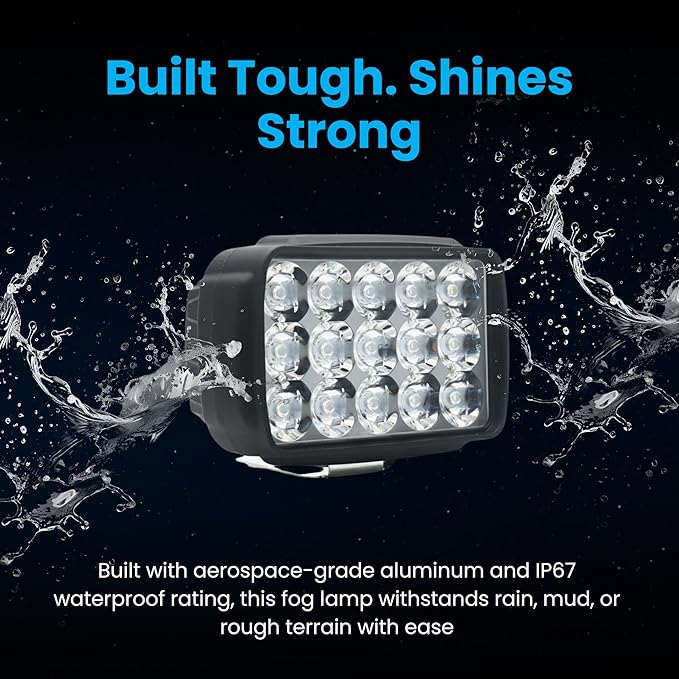 ELTRON TURBO ELT545I 15 LED Fog Light 12V DC Power, Fog Head Lamp Waterproof, Bar Light Off-Roading Universal For All Bikes, Motorcycle, Scooty (Pack of 4, Free On/Off Switch, White)