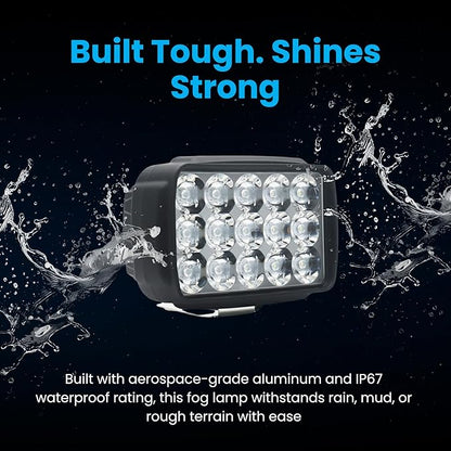 ELTRON TURBO ELT545I 15 LED Fog Light 12V DC Power, Fog Head Lamp Waterproof, Bar Light Off-Roading Universal For All Bikes, Motorcycle, Scooty (Pack of 4, Free On/Off Switch, White)