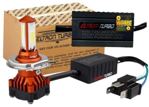 ELTRON TURBO CYT Front DC Power 3 Months Warranty Headlight Bulb Universal for All Bikes, Motorcycle, Scooty 3 Side H4 LED Headlight with Cooling Fan Conversion Kit (Pack of 1, DC8V-48V, 40W, White)