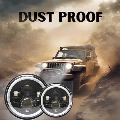 ELTRON TURBO Imported Warranty DC Power Full Ring DRL 7 Inch Headlight Front LED Headlight Bulb White and Yellow, Angel Eye Lamp Compatible for all Thar & Bullet Models, Hi/Low Beam Amber (Pack Of 1)