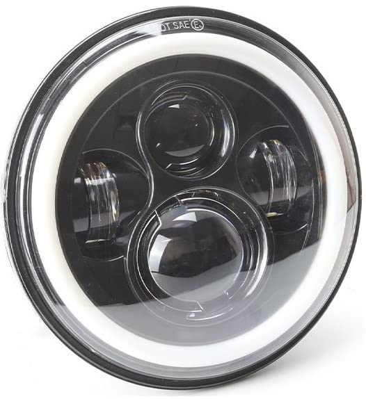 ELTRON TURBO Full Ring Imported DC Power DRL 7 Inchs Warranty Headlight Front LED Headlight Bulb White and Yellow, Angel Eye Lamp Compatible for all Bullet & Thar Models, Hi/Low Beam Amber (Pack Of 1)