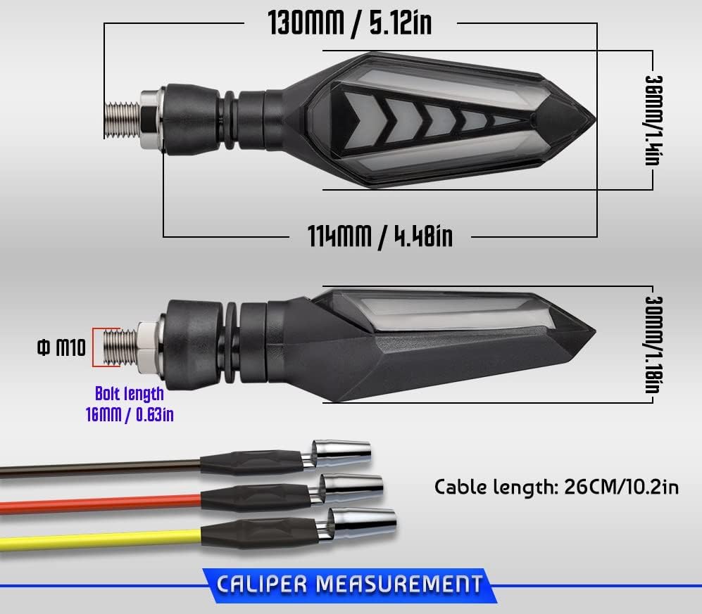 ELTRON TURBO Imported Waterproof Flexible Arrow Running Style Blinker Bright LED Indicators Universal For All Bike Models Motorcycle Turn Signal Lights (Pack of 4, Yellow And Blue)