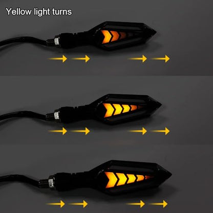 ELTRON TURBO Imported Waterproof Flexible Arrow Running Style Blinker Bright LED Indicators Universal For All Bike Models Motorcycle Turn Signal Lights (Pack of 4, Yellow And Blue)