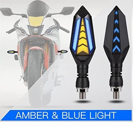 ELTRON TURBO Imported Waterproof Flexible Arrow Running Style Blinker Bright LED Indicators Universal For All Bike Models Motorcycle Turn Signal Lights (Pack of 4, Yellow And Blue)