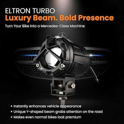 ELTRON TURBO Imported 1 year Warranty Y Shape Mercedes Style Beam LED Fog Light Universal For All Motorcycle, Bike, Cars Light Waterproof Color White & Yellow (Pack Of 2, 12-24V DC 140 W, Switch)