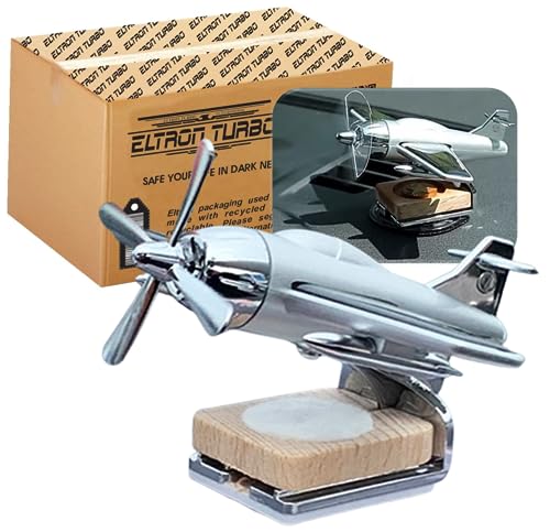 Eltron Turbo Aeroplane Glider Design Working On Solar Power Car Interior Accessories Decoration Diffuser/Dispenser Rotating Fan Dashboard Aroma Organic Fragrance Car Perfume (Pack of 1, Silver), Wipe