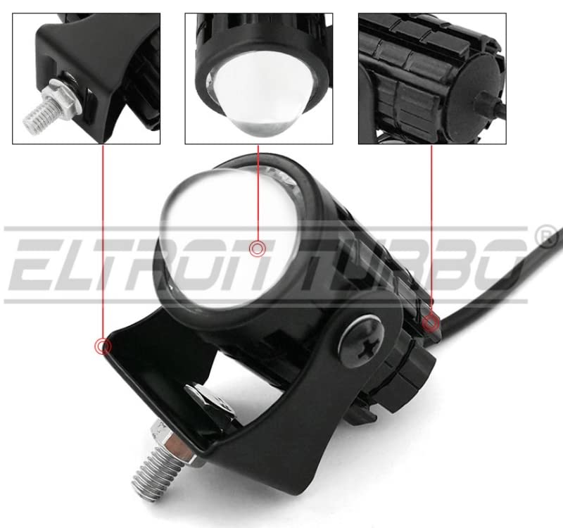 ELTRON TURBO Original DC Power 18W Mini Gun Driving Fog Light Universal For All Models of Motorcycle, Bikes, Scooters, Projector (Pack of 2, Yellow & White 1 Month Warranty)