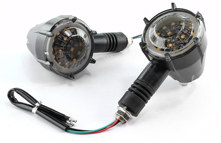 ELTRON TURBO Original Waterproof Flexible Rubber Smd New Round Running Indicators High Bright Universal For All Bikes Models Turn Led Signal Lights Motorcycle (Amber And Blue) (Pack Of 4)