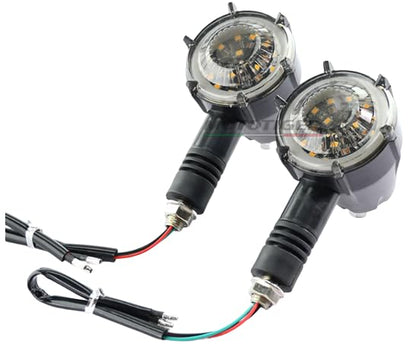 ELTRON TURBO Original Waterproof Flexible Rubber Smd New Round Running Indicators High Bright Universal For All Bikes Models Turn Led Signal Lights Motorcycle (Amber And Blue) (Pack Of 4)