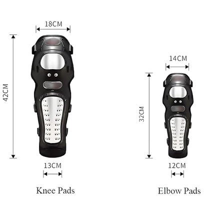 ELTRON TURBO Motorcycle Imported Quality Breathable Adjustable Elbow & Knee Guard Pads Brace Attractive & PROTACTIVE Bikers and Riders Motorcycle Knee and Elbow Protector Free Size (Black)