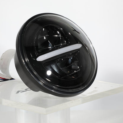 ELTRON TURBO Warranty Imported DC Power Minus DRL 7 Inchs Headlight Front LED Headlight Bulb White and Yellow, Angel Eye Lamp Compatible for All Bullet & Thar Models, Hi And Low Beam Amber (Pack Of 1)