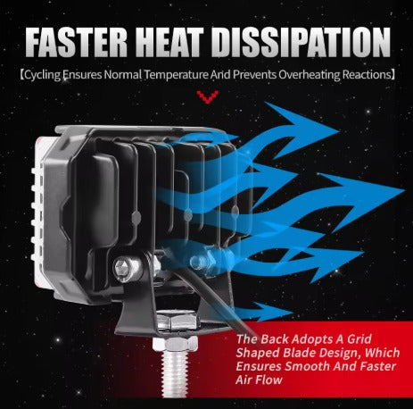 ELTRON TURBO Imported 3 Months Warranty 4 Led 12-24V 110W DC Power Fog Light Waterproof Universal Fit For All Bikes,Scooties,Cars (Pack of 2, Yellow, White, Flashing Reflection, Devil Light, Switch)