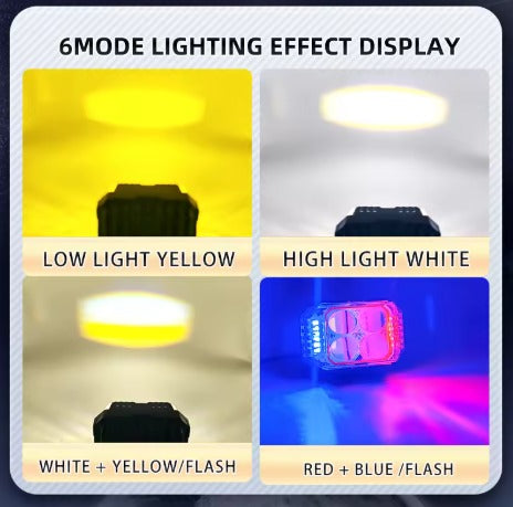 ELTRON TURBO Imported 3 Months Warranty 4 Led 12-24V 110W DC Power Fog Light Waterproof Universal Fit For All Bikes,Scooties,Cars (Pack of 2, Yellow, White, Flashing Reflection, Devil Light, Switch)